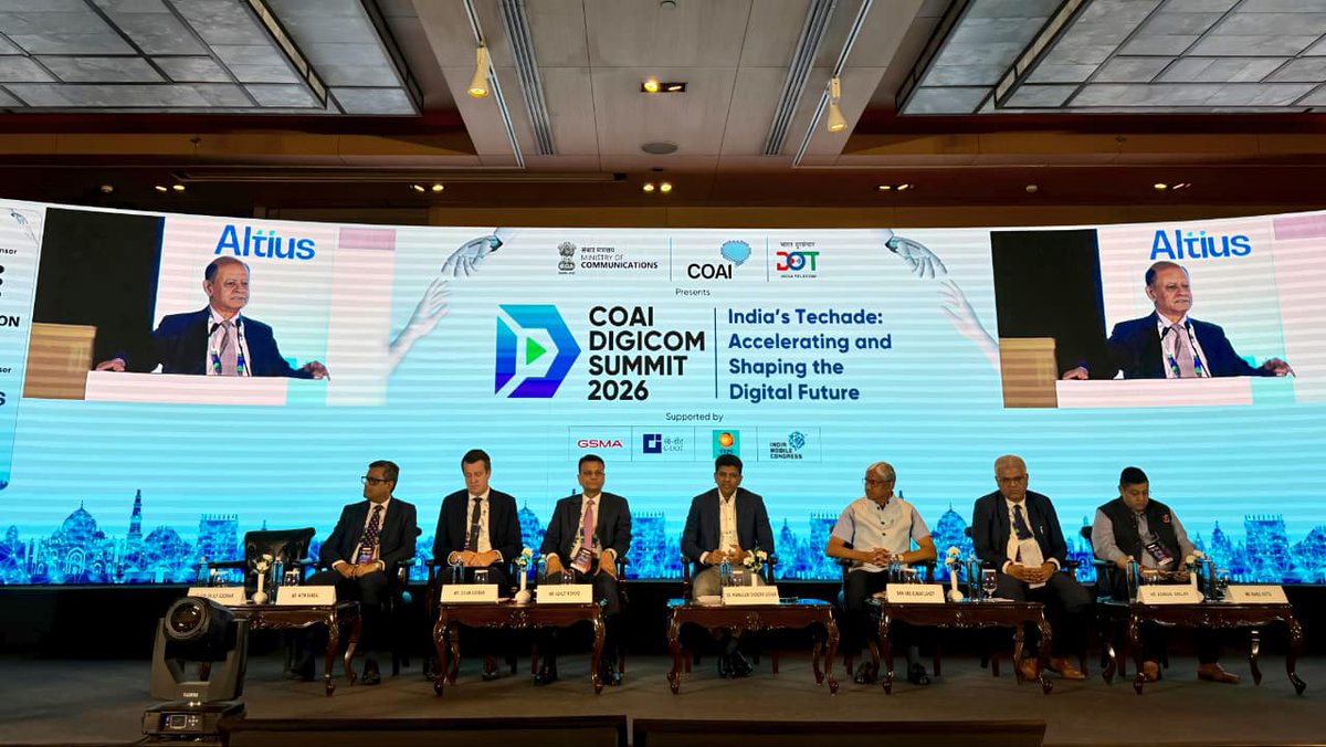 ConnectCOAI's tweet photo. At the COAI DIGICOM Summit 2026, in the Inaugural Session, Lt. Gen. Dr. S.P. Kochhar, DG, COAI, warmly welcomed all attendees and emphasised that the second edition of the Summit has evolved into a truly global platform, bringing together participants from across the globe. He highlighted that some of the finest minds in the telecom industry have convened to exchange ideas and drive forward-looking conversations, reinforcing the vision of India leading the ‘Techade’.

#COAI #COAIDIGICOMSummit2026 #IndiaTechade #DigitalFuture #Innovation #5G #FuturewithDIGICOM

@PemmasaniOnX
@lahotiak
@Khurana_Ambika
@JulianGorman1
@whyte_jeanette
@DGCOAI
@DoT_India
@GoI_MeitY
@MIB_India
@airtelnews
@reliancejio
@ViNewsOfficial
@ericsson
@HPE
@Qualcomm
@hfclg
@GSMA
@CDOT_India
@5GIndiaForum
@SkyionXSpace
@exploreIMC