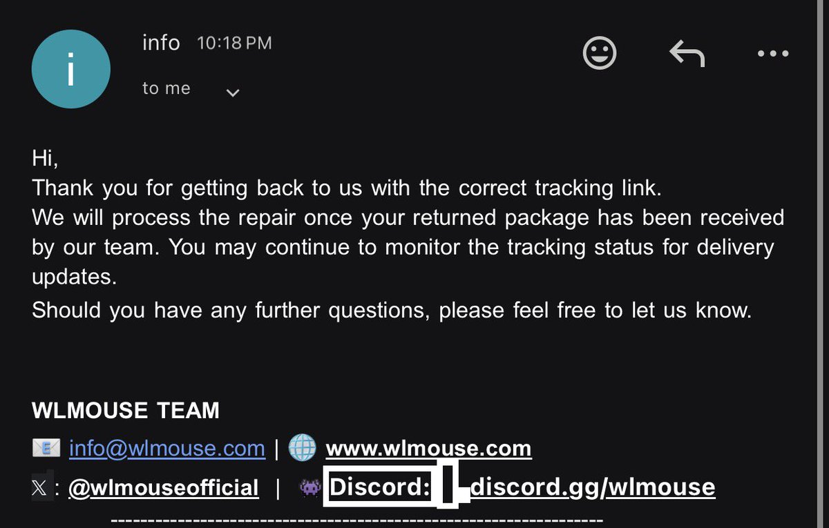 taking care of my tempered these guys are so helpful genuinely shoutout to <a href="/wlmouseofficial/">WLMOUSE</a>