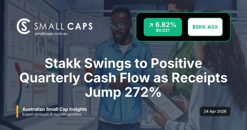 SmallCapsASX's tweet image. Stakk swings to positive cash flow as quarterly receipts jump 272% to $5.36m; net operating cash flow $2.25m, cash on hand $17.34m.

lnkd.in/gp-r-fMp

#ASX #Smallcaps #SKK