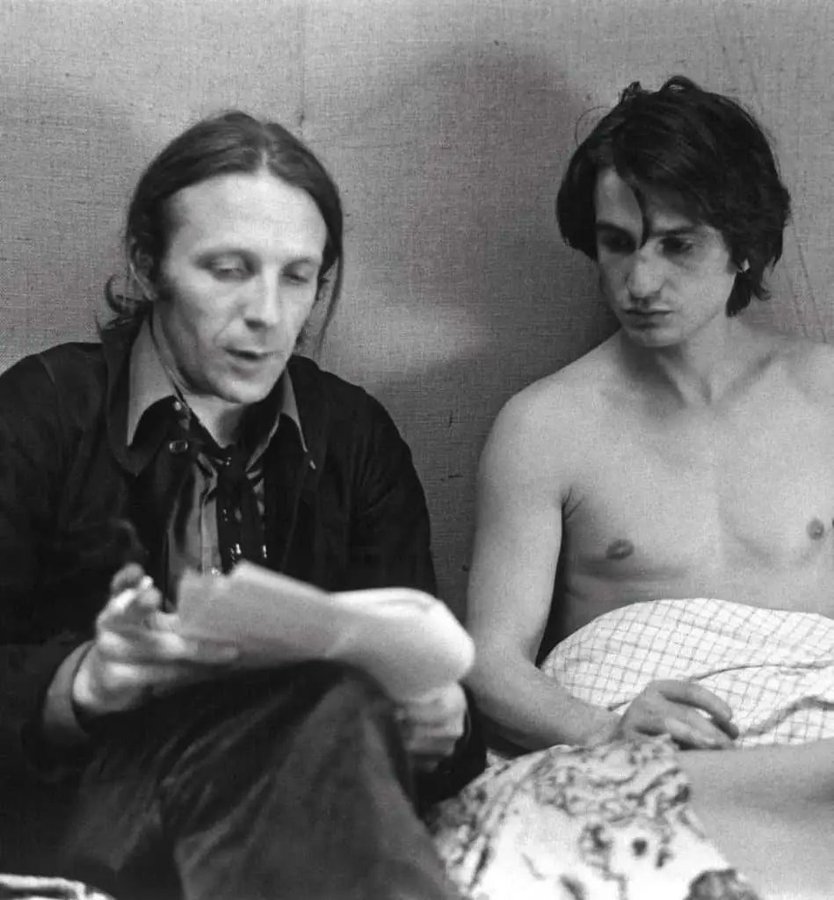 Jean Eustache and Jean-Pierre Léaud on the set of 'La maman et la putain / The Mother and the Whore' (1973). As the director said he wrote the role of main character Alexandre for Jean-Pierre Léaud.