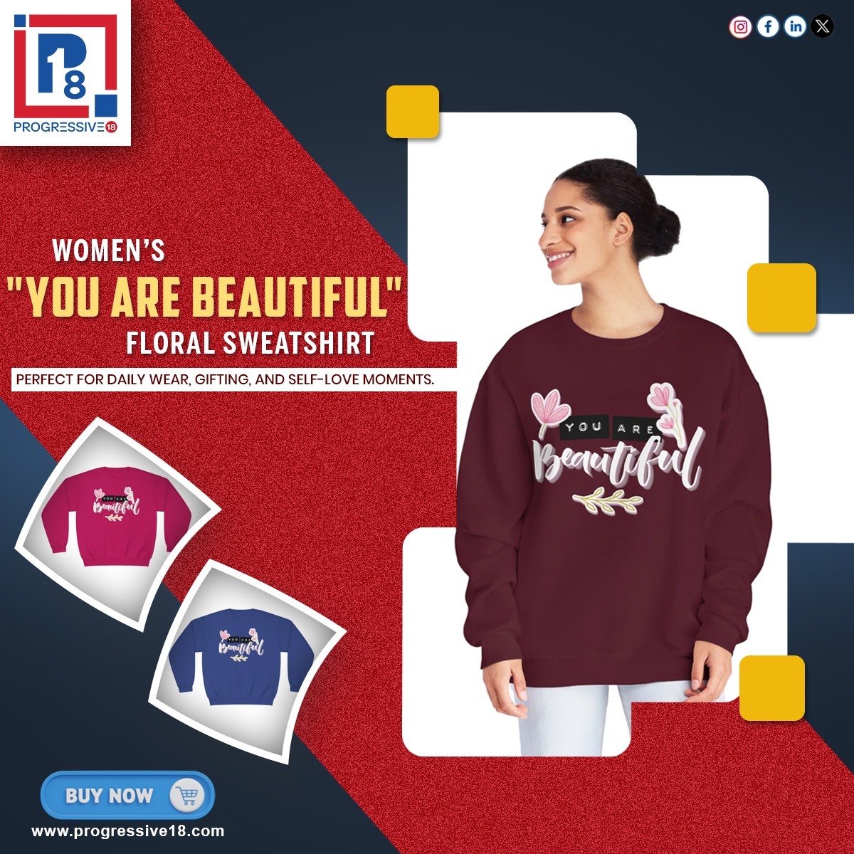 Progressiv18's tweet image. This “You Are Beautiful” floral sweatshirt is more than style—it’s a statement of self-love. Cozy, stylish, and perfect for everyday wear or thoughtful gifting.
#WomensFashion #SweatshirtStyle #SelfLove #YouAreBeautiful #CozyWear #StreetStyleIndia #CasualOutfits #WinterFashion