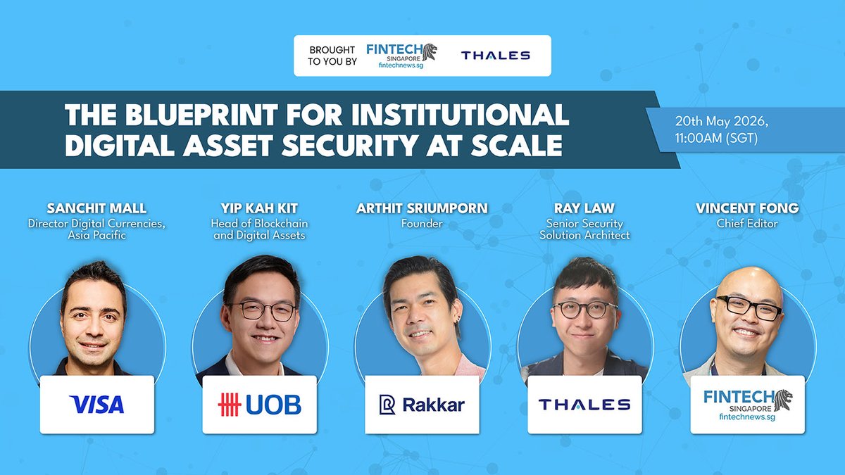 FintechNewsMy's tweet image. Regulators prioritize digital asset security for financial intermediaries. Join UOB, Visa, Thales, and Rakkar Digital to learn about building operational resilience.  

Join the webinar → bit.ly/4vykAul  
#Fintech #DigitalAsset #Webinar @thalesgroup