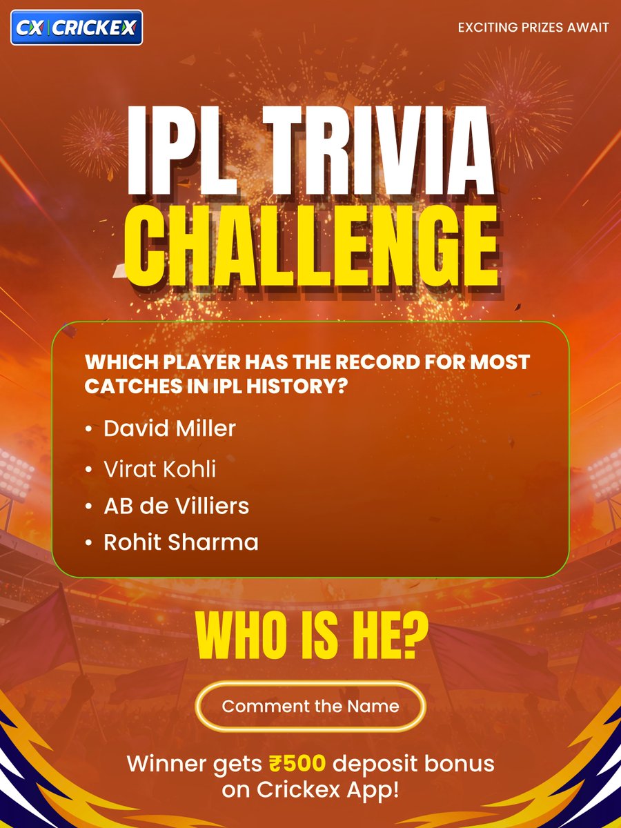 crickex_info's tweet image. Think you’re a true IPL fan?

Put your cricket knowledge to the test with our Crickex IPL Quiz Challenge!

Answer the question correctly and stand a chance to win exciting rewards.

Only the real IPL experts will get it correct!
Let the quiz begin!

#iplquiz #cricketquiz #ipl2026