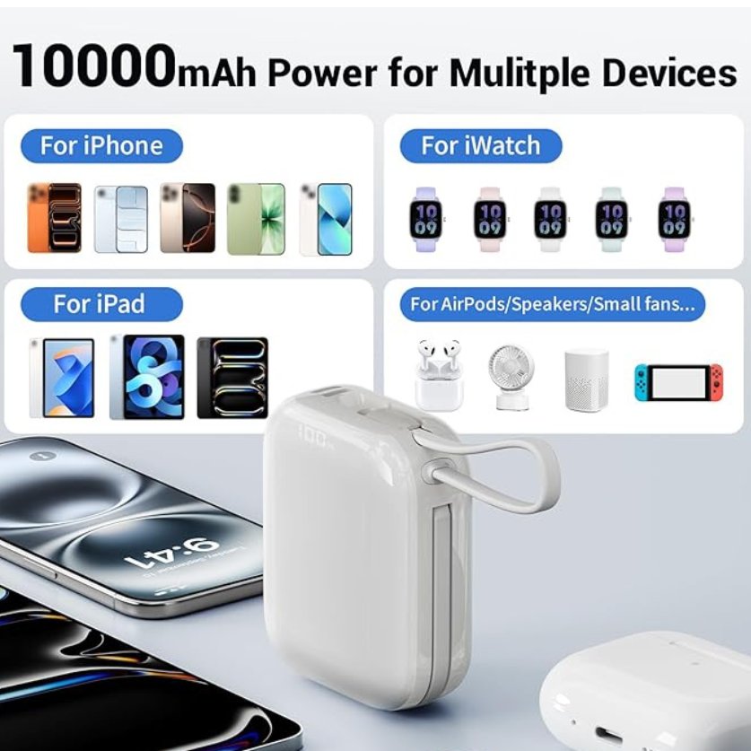 DitCompany's tweet image. TONEOF Mini Power Bank, 10000mAh Portable Charger, Pocket Powerbank, PD 22.5W Fast Charging with 2 Cables, Small Battery Pack for iPhone 17 16 15 14 13 Pro Max/Samsung/Android/Tablet/iPad-Beige Grey
#mini #powerbank #portable #charger #pocket #battery #pack #small