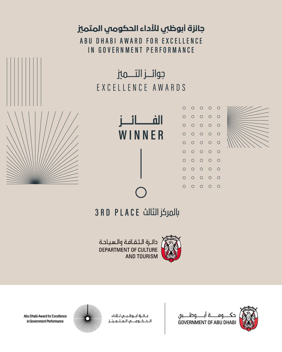 dctabudhabi's tweet photo. This recognition reflects DCT Abu Dhabi’s continued commitment to excellence, advancing culture, and shaping impactful experiences that strengthen Abu Dhabi’s position as a global destination. https://t.co/RlnWbmbjXl