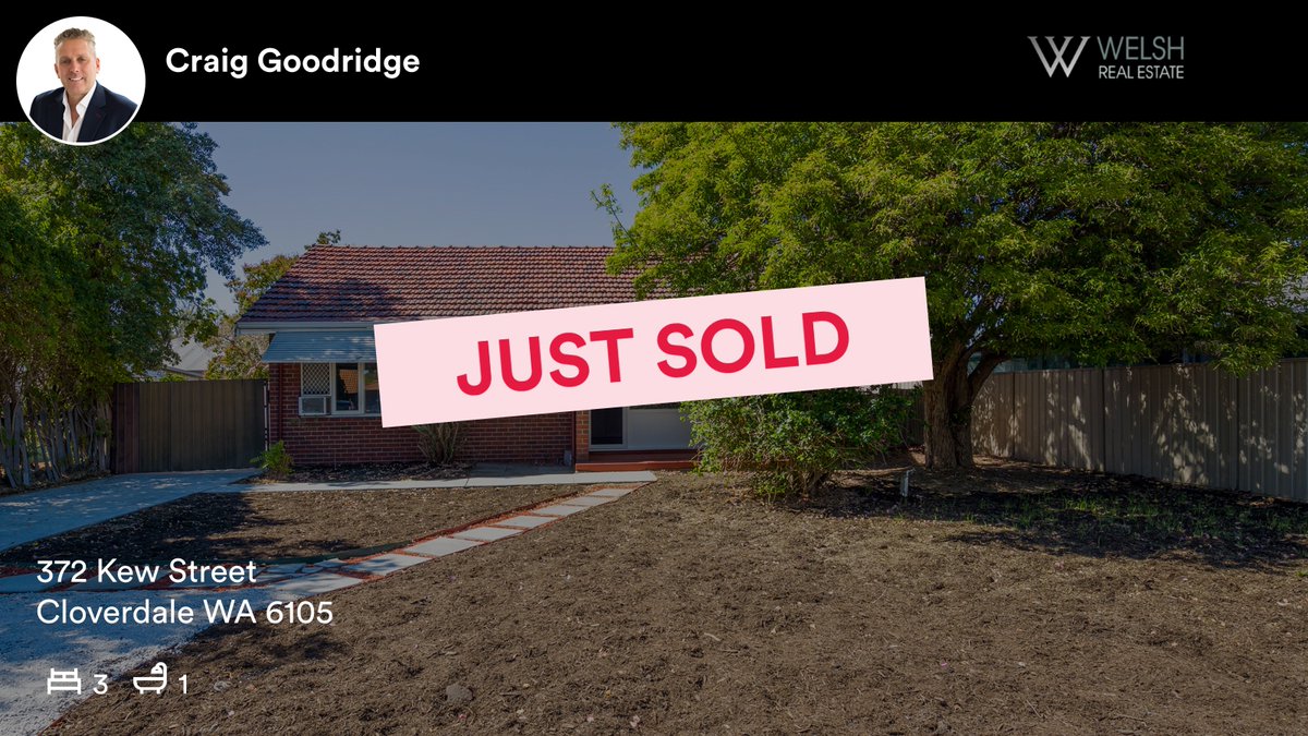 🛌 3 🛀 1
📍 372 Kew Street, Cloverdale, WA, 6105

Our agent’s latest sale on RateMyAgent

rma.reviews/j0ko6cnmnpzu

...
#ratemyagent #realestate #WELSH_Real_Estate