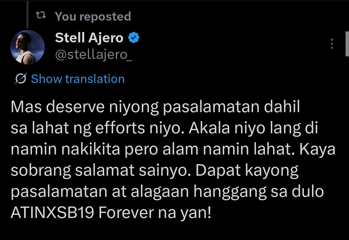 esbi_nineten's tweet photo. "Kung marunong ka sumita sa mga toxic, dapat marunong ka rin magpasalamat sa mga totong fans mo"

Stell can do both. https://t.co/wIZhBD0PHi