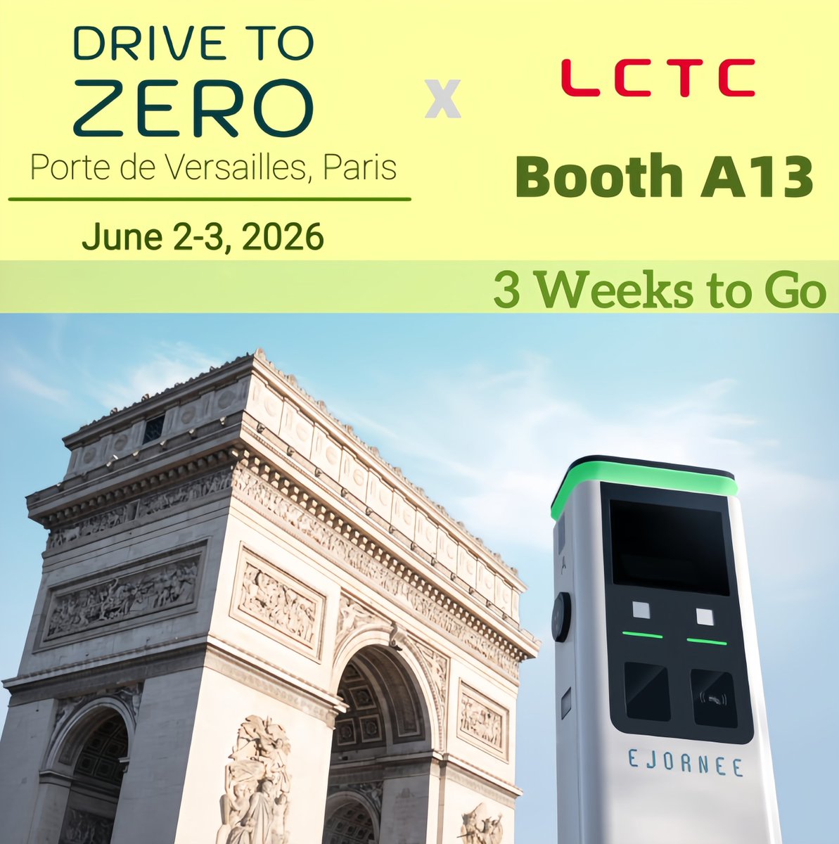 linkcharging's tweet photo. 📣  𝟑 𝐰𝐞𝐞𝐤𝐬 𝐭𝐨 𝐠𝐨 𝐮𝐧𝐭𝐢𝐥 Drive to Zero 𝟐𝟎𝟐𝟔
We’ll be in Paris showcasing smart EV charging solutions for residential and commercial applications.
📍 𝐁𝐨𝐨𝐭𝐡 𝐀𝟏𝟑
📅 June 2–3, 2026
🇫🇷 Porte de Versailles, Paris
See you there👋
#LCTC #DriveToZero #EVCharging https://t.co/gMuI8Ph1OD