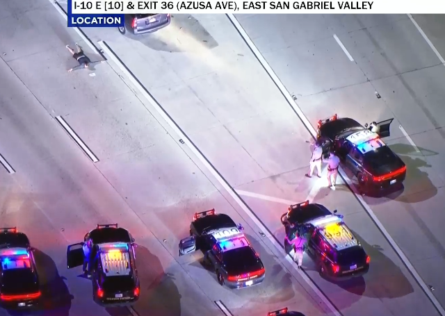 PoliceChasesTV's tweet photo. Drive has pulled over and exited the vehicle after a successful spike https://t.co/Yog6eWqXAb