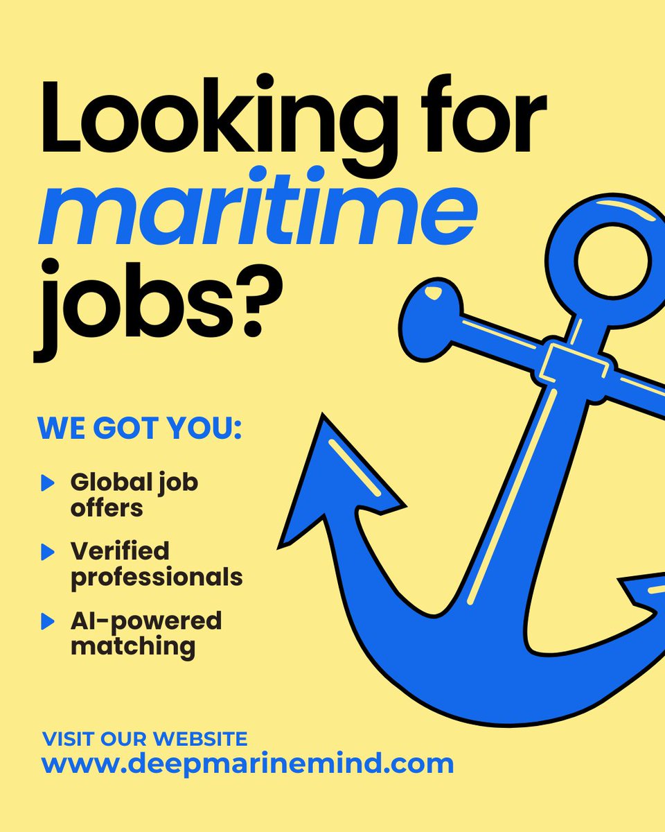 DeepMarineMind_'s tweet image. Download Deep Marine Mind and explore smarter job matching, verified companies, and real shipping opportunities.

#DeepMarineMind #DownloadNow #MaritimeApp #ShippingJobs #SeafarerJobs #MarineCareers #CareerAtSea #MerchantNavy #MaritimeIndustry #JobSearch