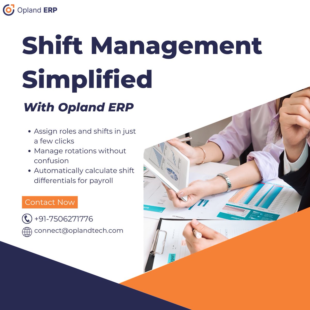 OplandTechERP's tweet image. Shift scheduling shouldn’t be complicated.

Assign roles, manage rotations &amp;amp; auto-calc pay with Opland ERP.

#ShiftWork #Scheduling #OplandERP