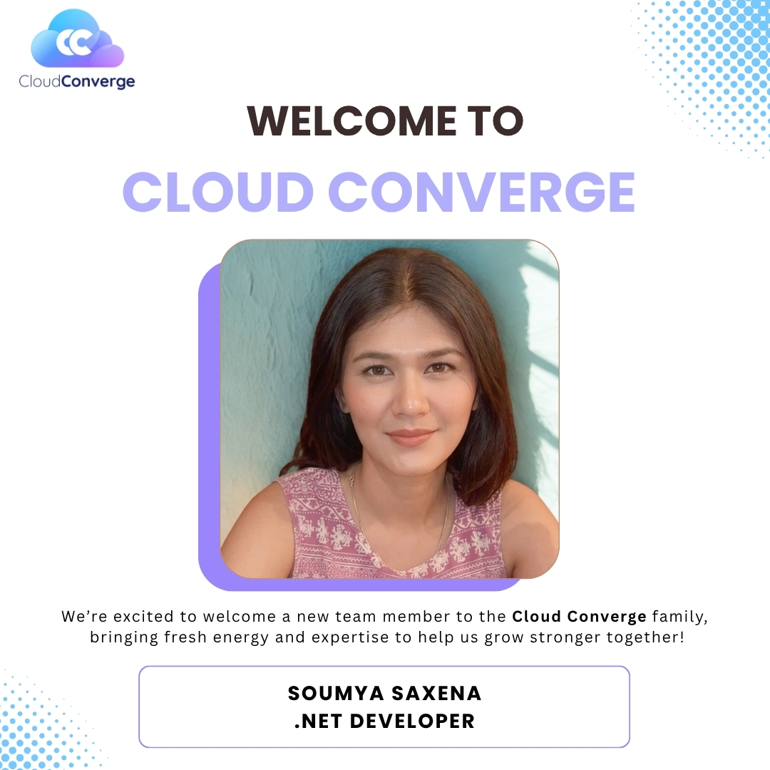 CloudConvergeIO's tweet image. We’re excited to welcome Soumya Saxena to the Cloud Converge family as a .NET Developer. She brings a strong technical foundation and a fresh perspective that will help us build smarter, scalable solutions.

#WelcomeToTheTeam #CloudConverge #NewHire #TeamGrowth #DotNetDeveloper