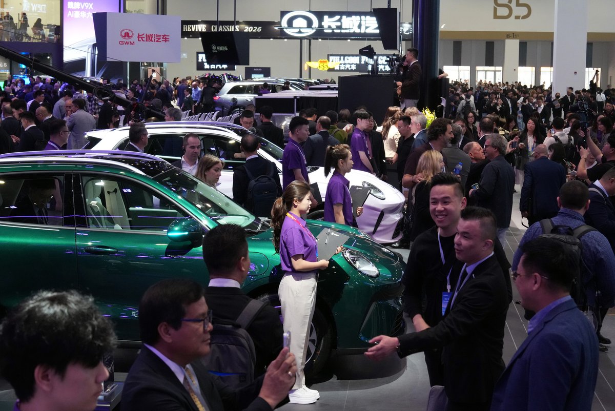 CGTNGlobalBiz's tweet image. The 2026 Beijing International #Automotive Exhibition officially opens on Friday. 8 days, 1,451 cars, 1,000+ exhibitors from 21 nations — the key benchmark for global #auto industry transformation.