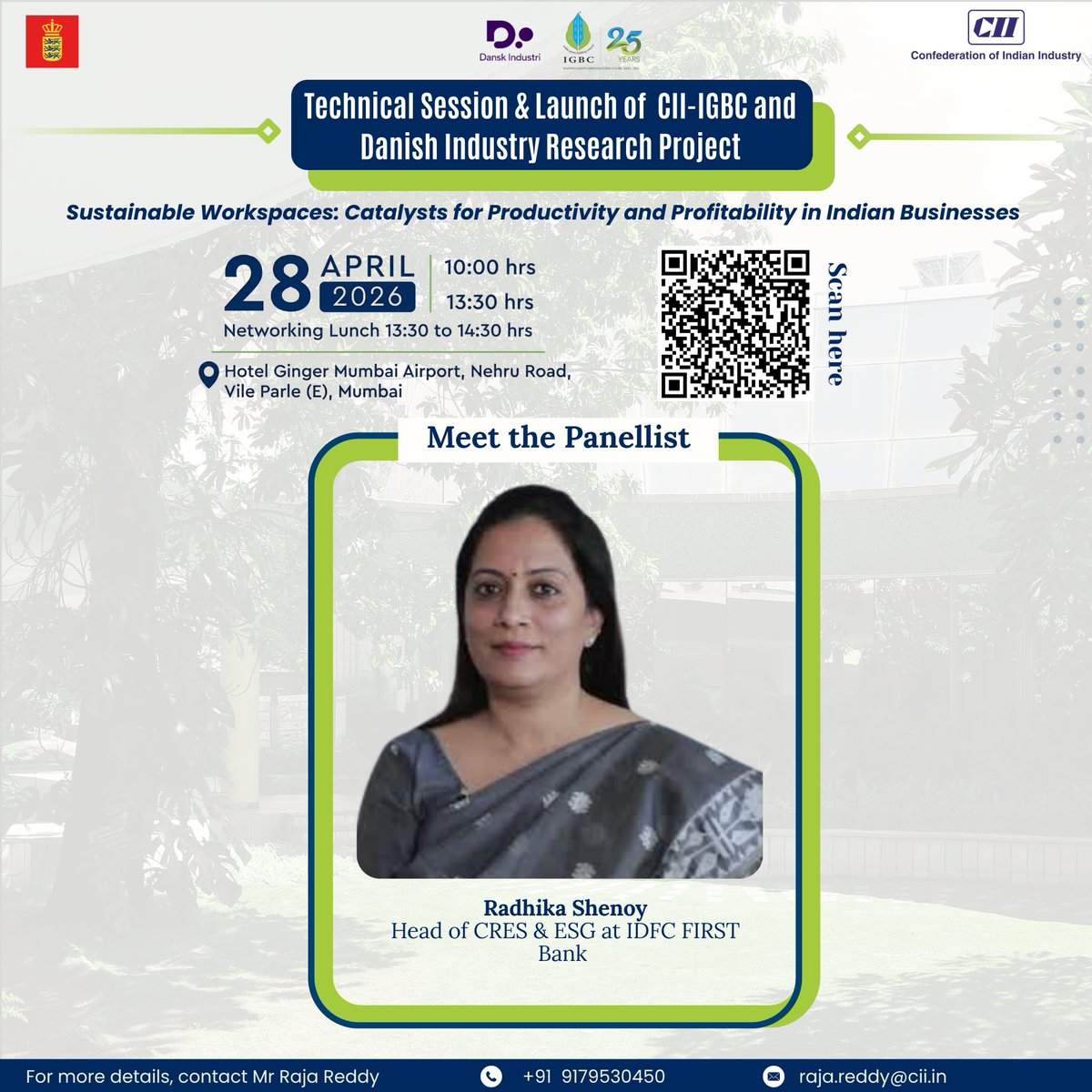 IGBConline's tweet image. Meet the voices shaping the future of sustainable workspaces in India 🌿

IGBC is gearing up for a Technical Session &amp;amp; Report Launch on “Sustainable Workspaces – Catalysts for Productivity and Profitability in Indian Businesses” with leading experts across #industry, #policy, and