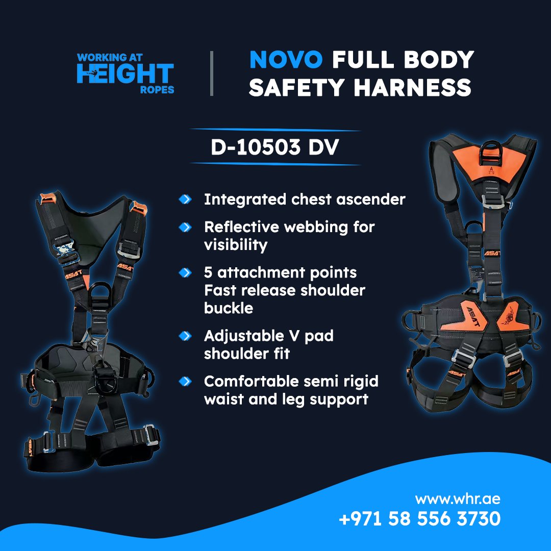 WhrRopes28057's tweet image. Stay Secure at Every Height 🦺

Upgrade your safety with the NOVO Full Body Safety Harness (D-10503 DV) 
🌐 whr.ae
📞 +971 58 556 3730

#WorkingAtHeight #SafetyHarness #FallProtection #WorkplaceSafety #IndustrialSafety #ConstructionSafety #PPE #SafetyFirst #WHR