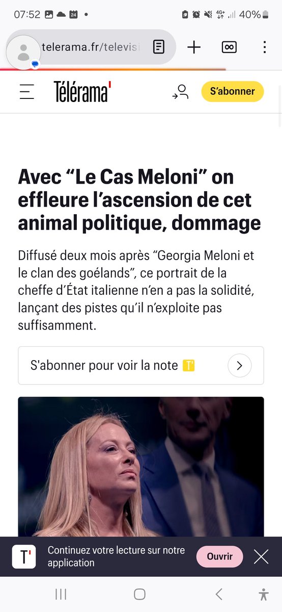 laurence1119436's tweet image. telerama.fr/television/ave…
On entend aussi des compliments sur la gestuelle de #Meloni #communication et la même chose sur #Mussolini Il y aurait des managers du pouvoirs fascistes restés au pouvoir entendu à 7h55 A Gauche on est pas très #antifas ?