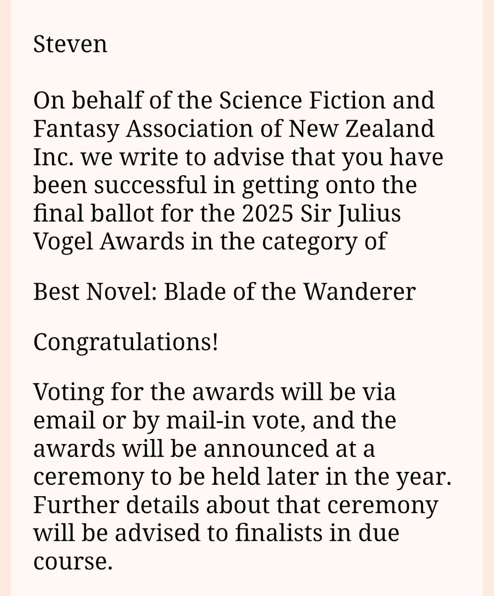 SVRaaymakers's tweet image. I am in the running for the Sir Julius Vogel award 📚🙈

#writing #books #writer