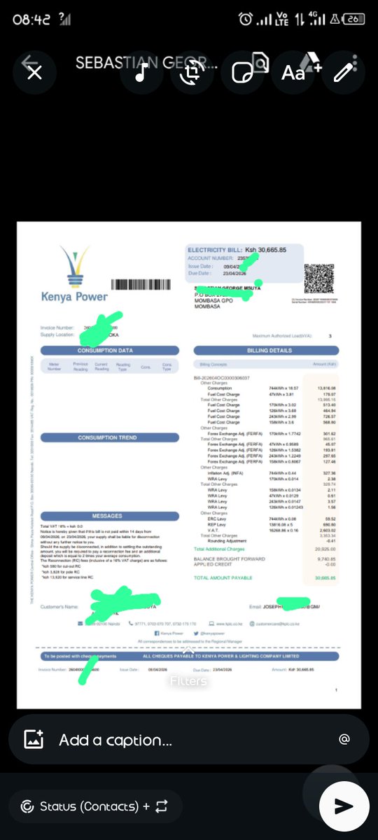 comicboy_clown's tweet photo. What kind of theft is this..
I opted to self metre reading or ebillingof my house 
I don't even have a television or big electronics but at last this is the bill @KenyaPower_Care @Honeyfarsafi sent me and to make the issues worse they have already disconnected the supply.
Am down https://t.co/9psOisqRfC