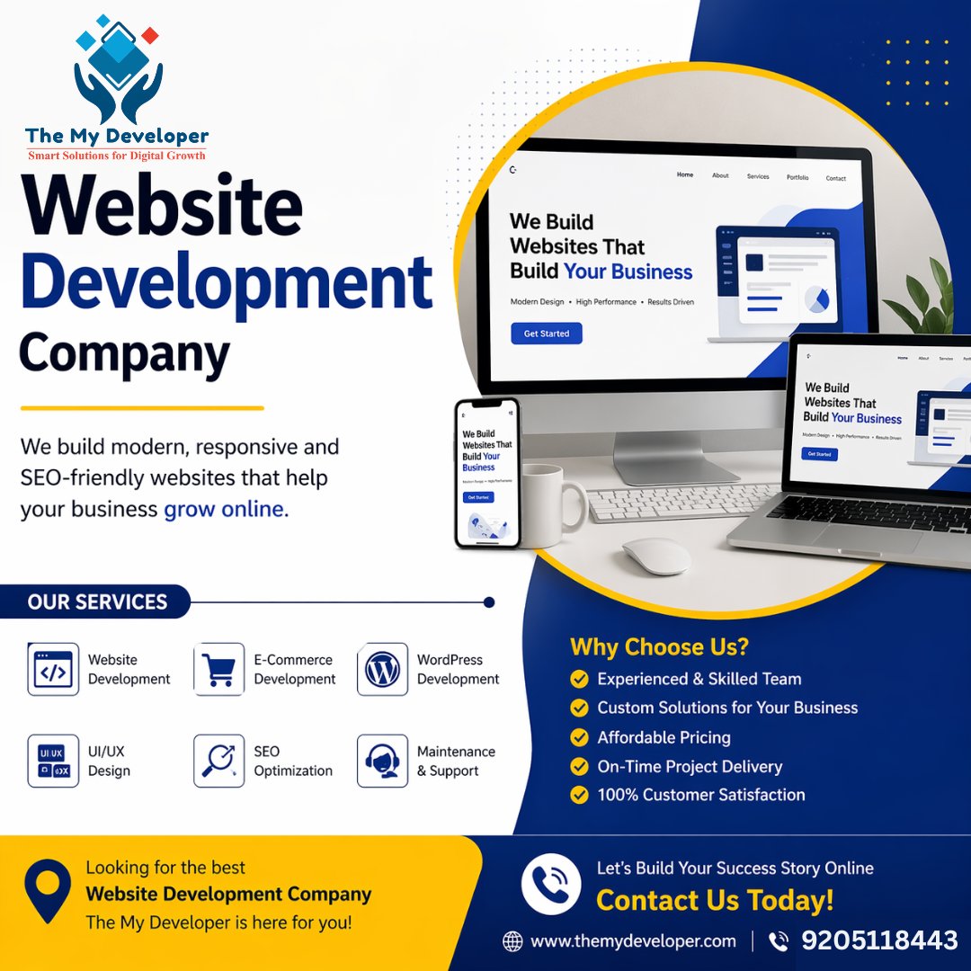 Themydevelper's tweet photo. Looking for a reliable Website Development Company Near Me – The My Developer? 🌐
Get modern, responsive &amp; SEO-friendly websites that grow your business online 🚀
Fast | Affordable | Result-Driven

#WebDevelopment #WebDesign #SEO #DigitalGrowth #TheMyDeveloper https://t.co/dpdIz8reI5