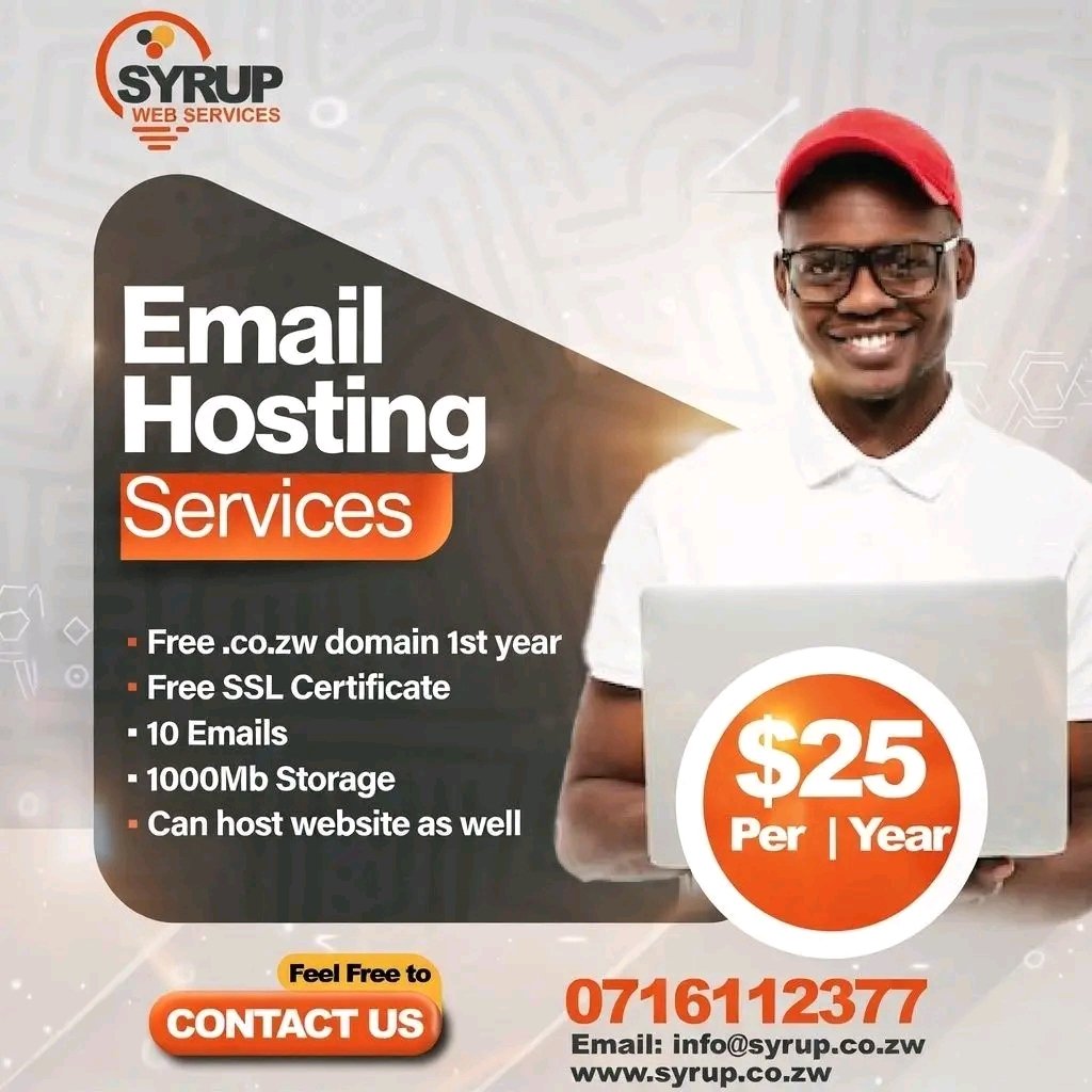 SyrupWeb's tweet photo. Start using professional business emails for just $25 per year. Get started visit https://t.co/kRTyiEgI3p or whatsapp +263716112377 https://t.co/o7WoMubafC