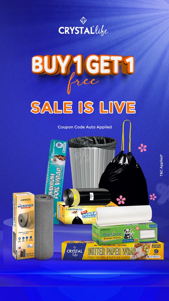 CrystalLife_in's tweet image. Buy 1, Get 1 FREE.

No tricks. No codes. Just stock up and save.
From garbage bags to kitchen essentials,
everything you actually use, now comes double.
Go ahead, fill that cart guilt-free.

We won’t judge.
Shop now!

#Crystallife #Homeessentials #BuyOneGetOneFree