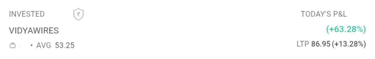 SaikatC80962753's tweet image. Found this stock when market was falling like anything in March
Bought at 53.25 , only 1 month crossed 
Today 13% up , 1 month return :- 63% 💥
Long way to go , expecting minimum 120 in next 3-4 month.
Portfolio outperforming nifty 👍
#Vidyawires #Nifty #Investing