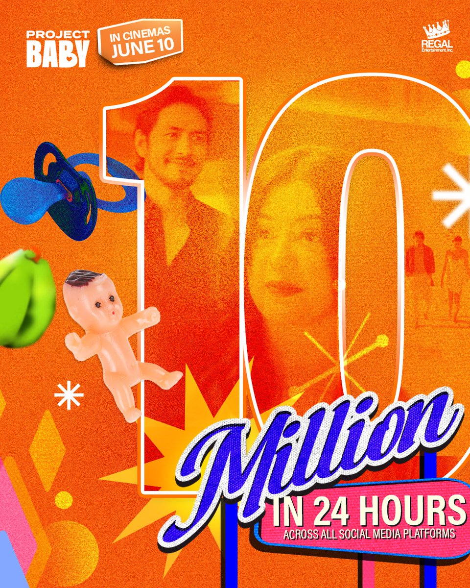RegalFilms's tweet image. THANK YOU FOR THE 10 MILLION VIEWS ACROSS ALL SOCIAL MEDIA PLATFORMS, BABY! 👶🍼💖

✨#SueRamirez at #RicoBlanco gagawa ng PROJECT…. #ProjectBABY! 👶💭🍼

Watch the FULL TEASER now:
facebook.com/share/v/18jv2j… — in cinemas June 10, 2026 🍿💕👶
