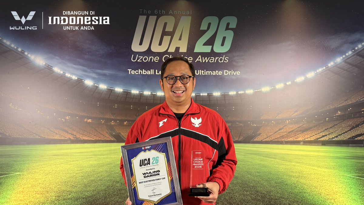 WulingMotorsID's tweet image. Wuling Darion Raih Penghargaan ‘Best Electrified Family Car’ di Uzone Choice Award 2026

Baca selengkapnya: bit.ly/WulingDarionRa…

#WulingMotors #DriveForABetterLife #DriveForAGreenLife #Darion