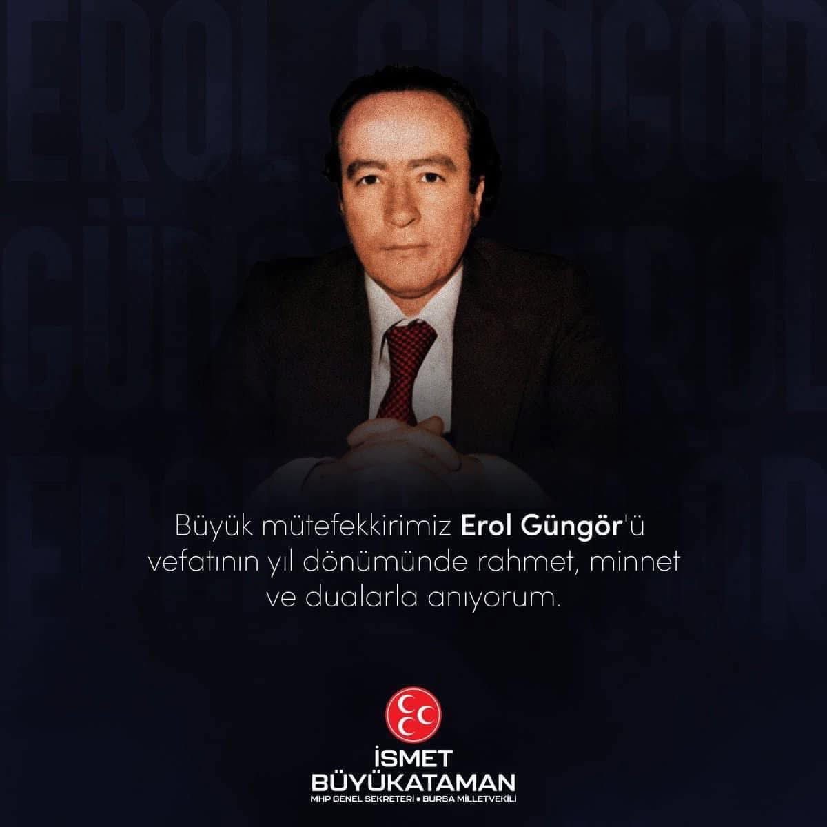 Büyük mütefekkirimiz Erol Güngör’ü vefatının yıl dönümünde rahmet, minnet ve dualarla anıyorum.