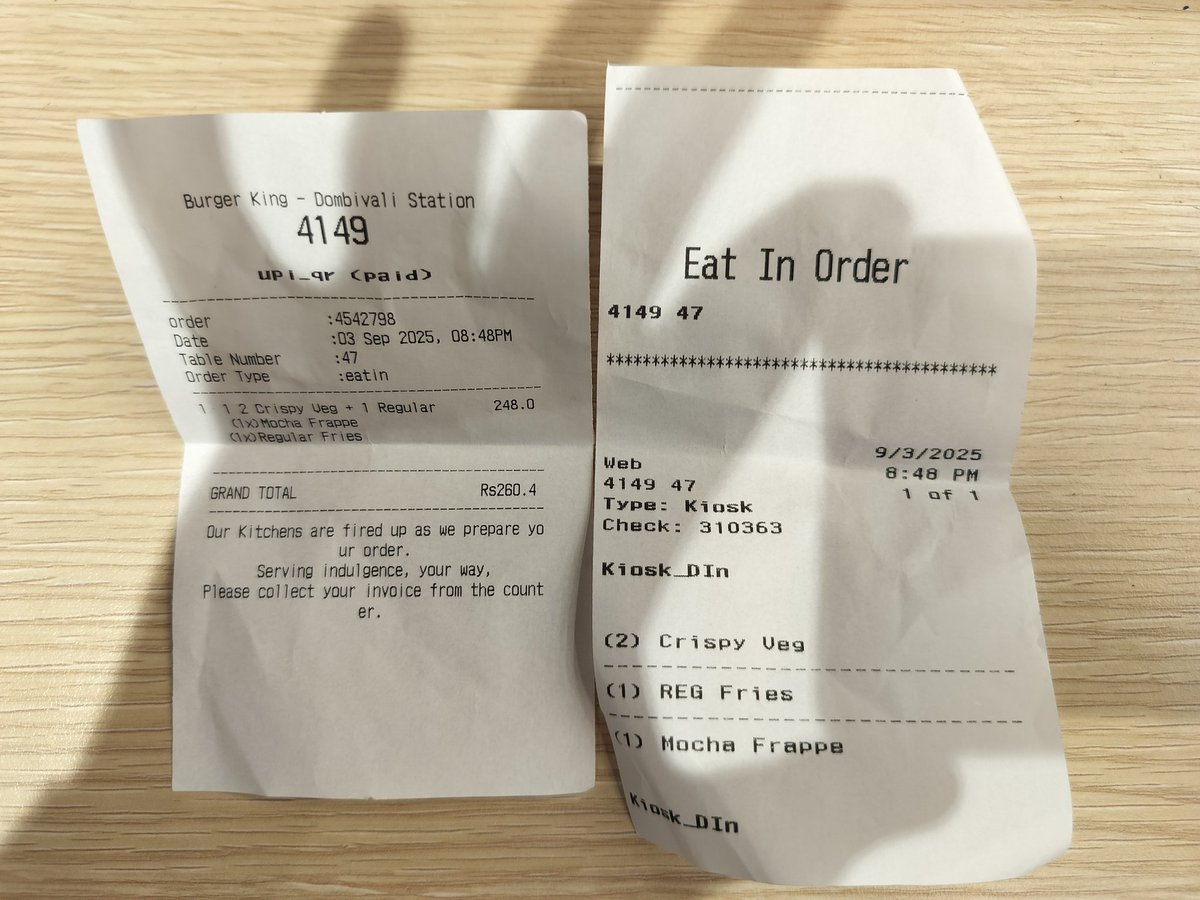 SachinSingasane's tweet image. credit and courtesy to the @BurgerKing in Dombivli East डोंबिवली pin code 421201

A very very cost expensive food meal by my son on 3rd September year 2025 #dombivli #burgerking #meal #crispyveg #frenchfries #mocha 

@SachinSingasane @SriSachinCom