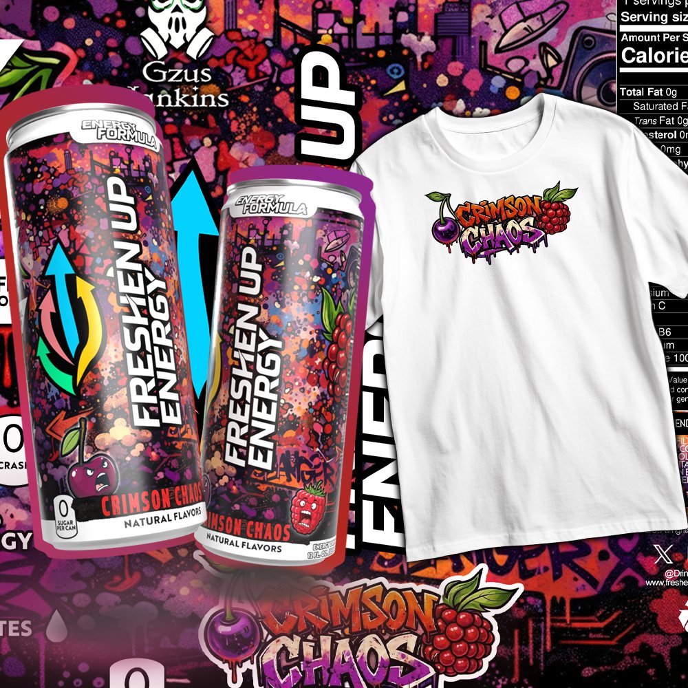DrinkFreshenUp's tweet photo. ⚠️ EXCLUSIVE LAUNCH ITEMS! ⚠️

First 25 can orders comes with:
✅Crimson Chaos XL T-Shirt
✅Gzus Jankins Keychain

BE INSIDE THE FIRST 25 FRESH FAM! 😤