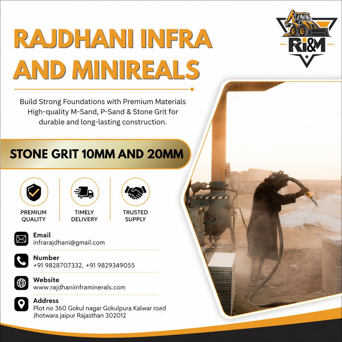 infrarajdhani's tweet image. 🏗️ Best Building Materials for Strong Construction!

📞 Contact Now: +91 98287 07332 / +91 98293 49055
🌐 rajdhaniinframinerals.com

#ConstructionMaterials #RajdhaniInfra #BuildingMaterials #StrongFoundation #MSand #PSand #StoneGrit