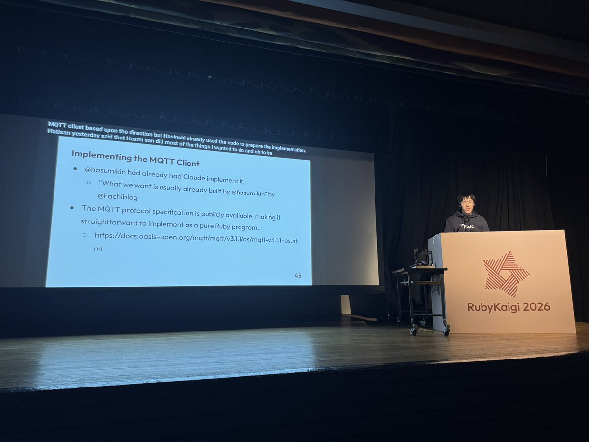 hachiblog's tweet photo. 俺のやりたいことは大体hasumi san がやってるんですよ リバイバル #rubykaigi #rubykaigiC https://t.co/3kvbFCf8D6