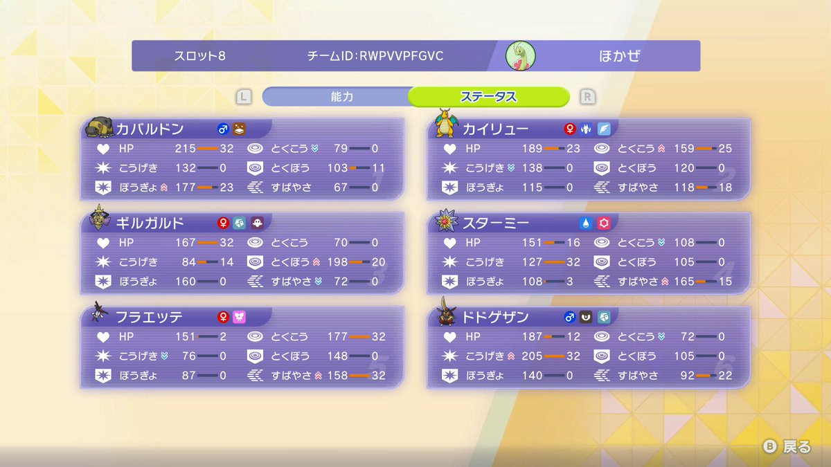 配信で２４００載ったぞー
いつも通りカバカイリューガルド！
身代わりカイリューとHDギルガルド、メガスターミーがかなり強かったです！

#ポケモンチャンピオンズ　#ポケチャン