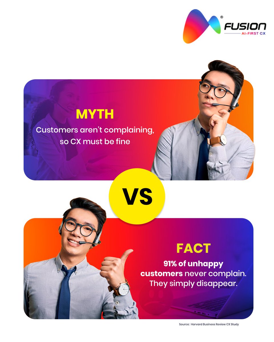 Silence in CX is dangerous. No complaints ≠ happy customers. It means they’ve moved on. Winning brands track silent churn, not just tickets.
Discover smarter CX: shorturl.at/ljNBC

#FusionCX #AIFirstCX #CX #CXStrategy #CX2026 #CustomerRetention #SilentChurn #CXLeadership