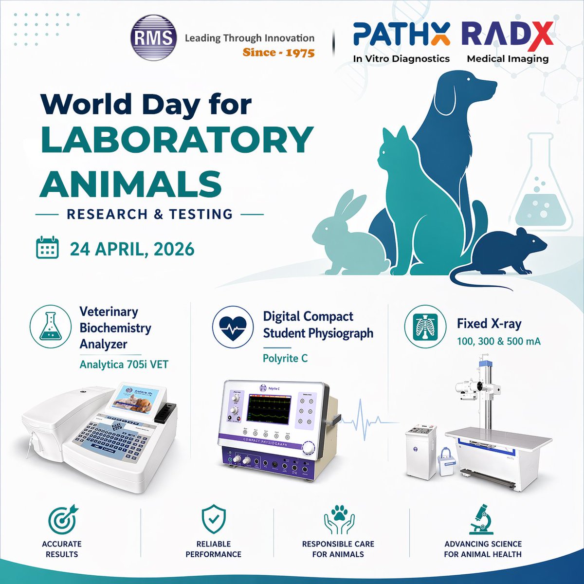 INDIA_RMS's tweet image. World #Day for #Laboratory #Animals! #Today, we recognize the invaluable #role laboratory #animals #play in advancing #science &amp;amp; #improving #healthcare for both #humans &amp;amp; animals. Their #contribution has helped shape #modern #diagnostics, #treatments &amp;amp; #medical #innovations.
#RMS