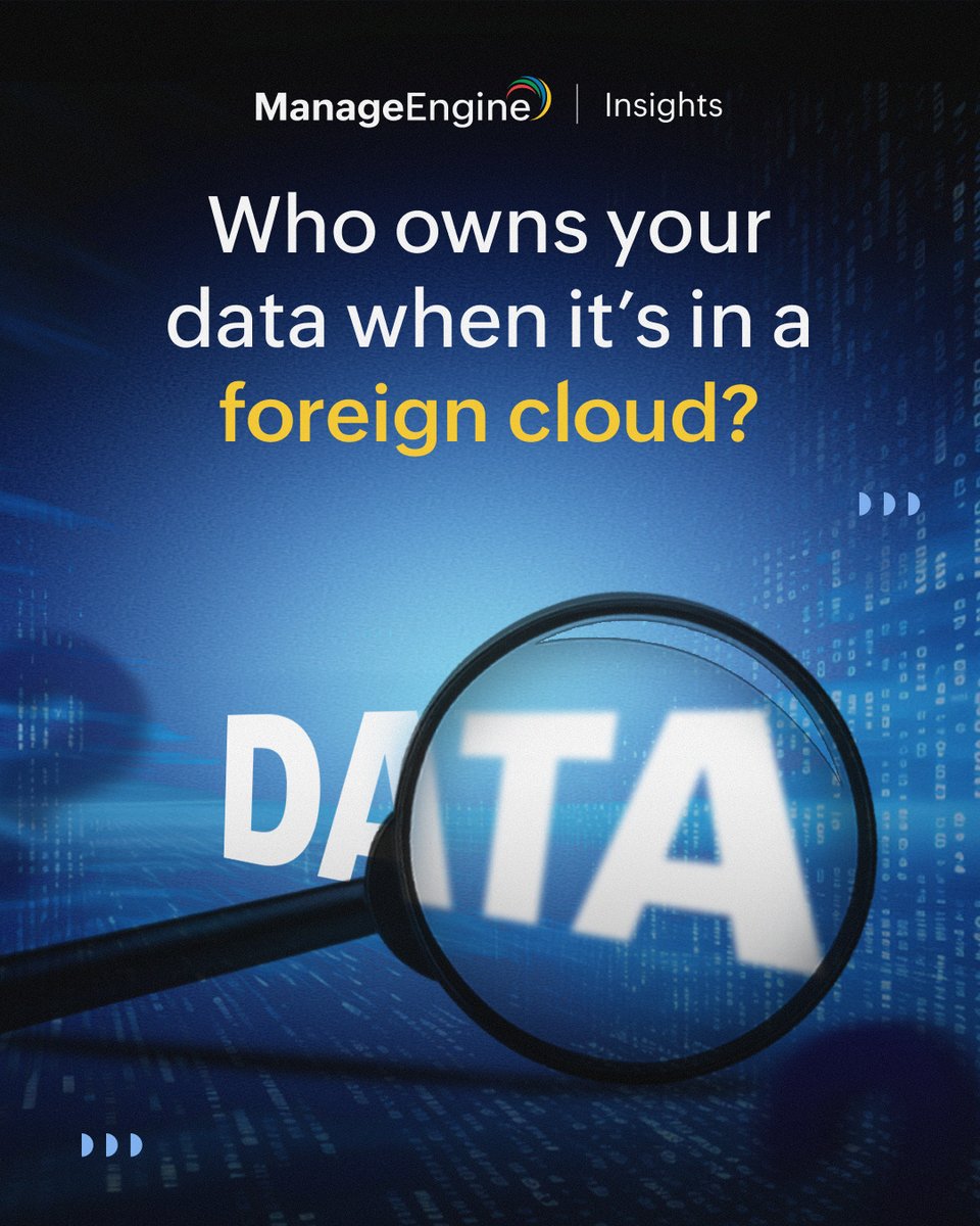 manageengine's tweet image. Canada wants more control over its data and AI systems.

Concern: U.S. government authorities can legally request data from U.S.-based cloud providers, even if the data is stored in Canada.

Here’s how Canada plans to respond: zurl.co/BEtkW

#EnterpriseIT