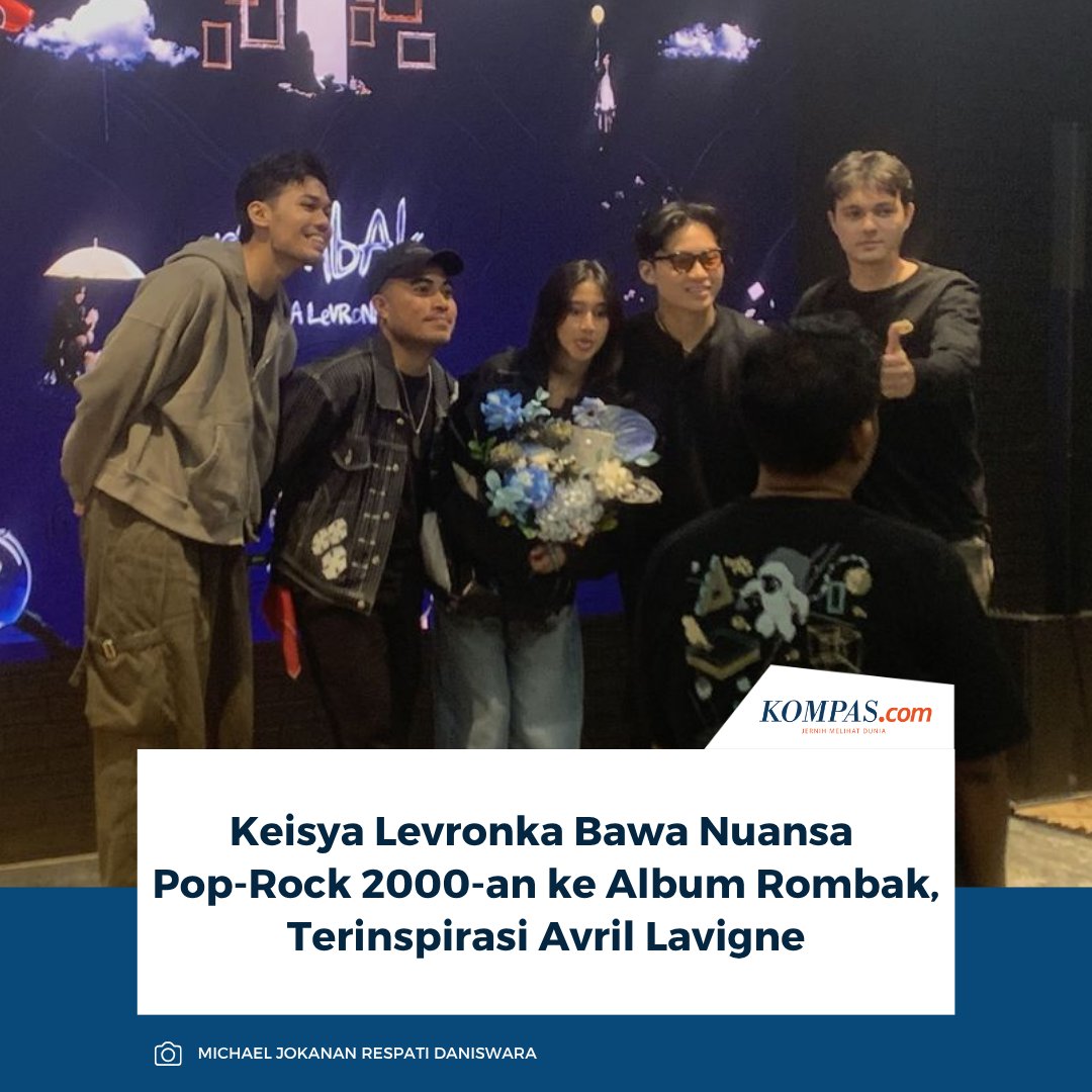 KompasEnt's tweet image. Baca di sini: kompas.com/hype/read/2026…

Keisya Levronka menyebut album pop-rock miliknya terinspirasi dari band-band era 2000-an, seperti Avril Lavigne, Geisha, Vierra, dan For Revenge, dengan lirik yang ia rancang agar relevan bagi sesama Gen Z.

~AM #KeisyaLevronka #Rock #GenZ