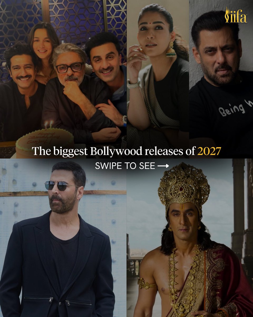 IIFA's tweet image. 2027 is about to be a massive year for Bollywood! From much-awaited sequels to fresh blockbusters, get ready for nonstop entertainment! Which film are you excited for? 🍿💥

#IIFA #Bollywood #BollywoodMovies #2027Releases