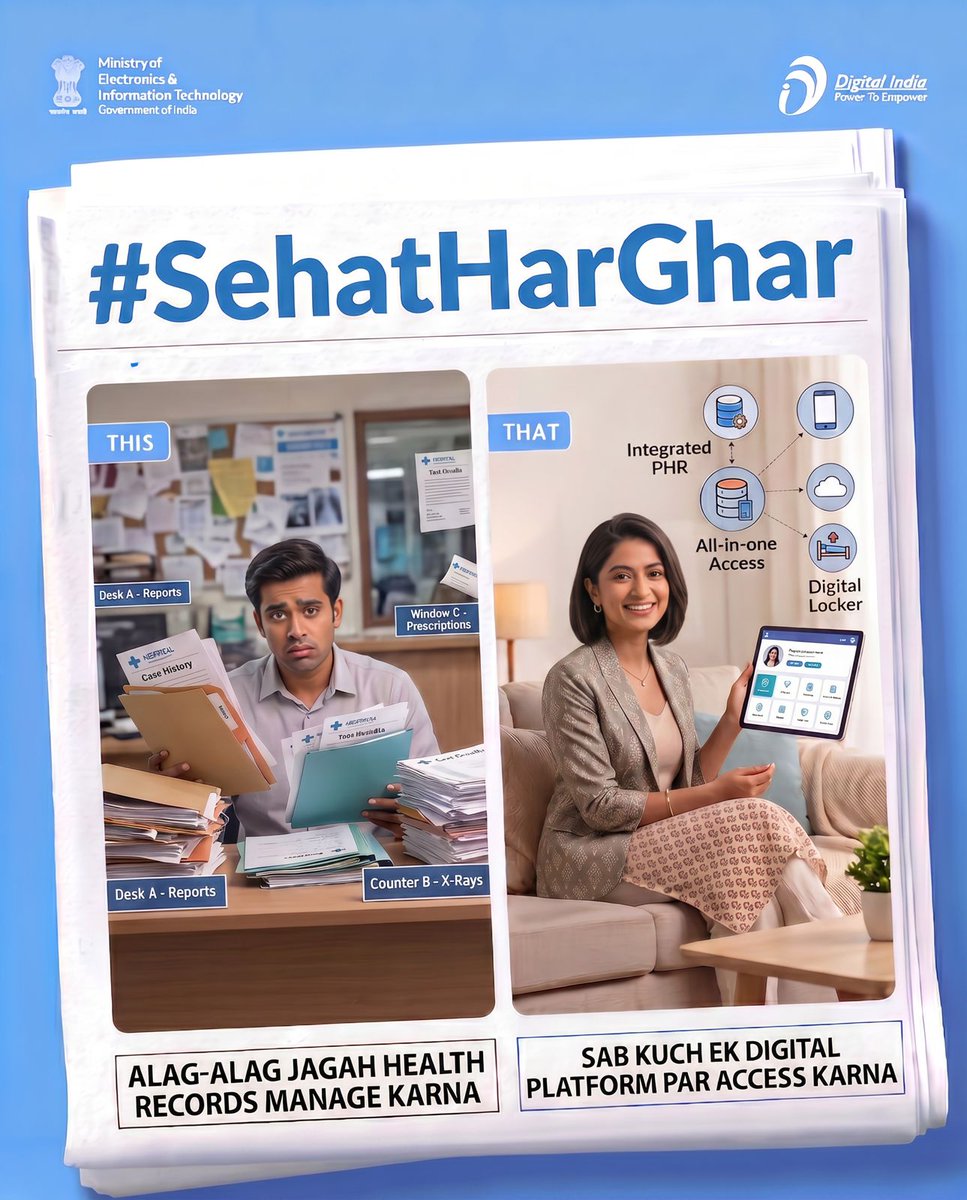 NeGD_GoI's tweet image. Aapka preference kya hai?

Line mein wait karna ab purani baat ⏳
Online booking se sab easy
Aap kis side ho?

#डिजिटलसेहत #DigitalIndia #eHealth
