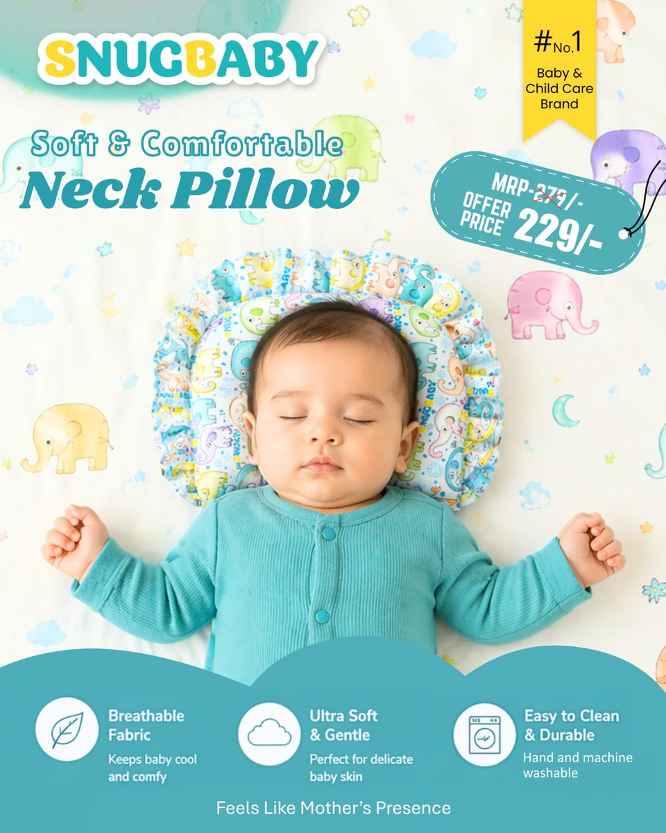 snugbabyit's tweet image. 👶💤 Give your baby the comfort they deserve with SnugBaby Neck Pillow 💙
Ultra-soft, breathable &amp;amp; perfect for peaceful sleep 🤱

✨🎉 Just ₹229/- | Limited Stock!
📩 Order Now#SnugBaby 

#BabyCare #NewbornEssentials #ParentingLife #BabyComfort