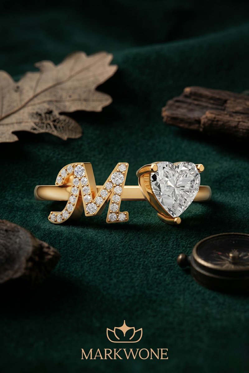 markwonejewelry's tweet photo. The alphabet ring, reimagined. We’ve paired the architectural sharpness of a diamond-set 'M' with the raw fire of a heart-cut stone. It’s a loud statement in a quiet room—your legacy rendered in gold.
#MarkwoneJewelry #AlphabetRing #HeartDiamond #CustomDiamond #LR0005 https://t.co/jRkNmuwrMG