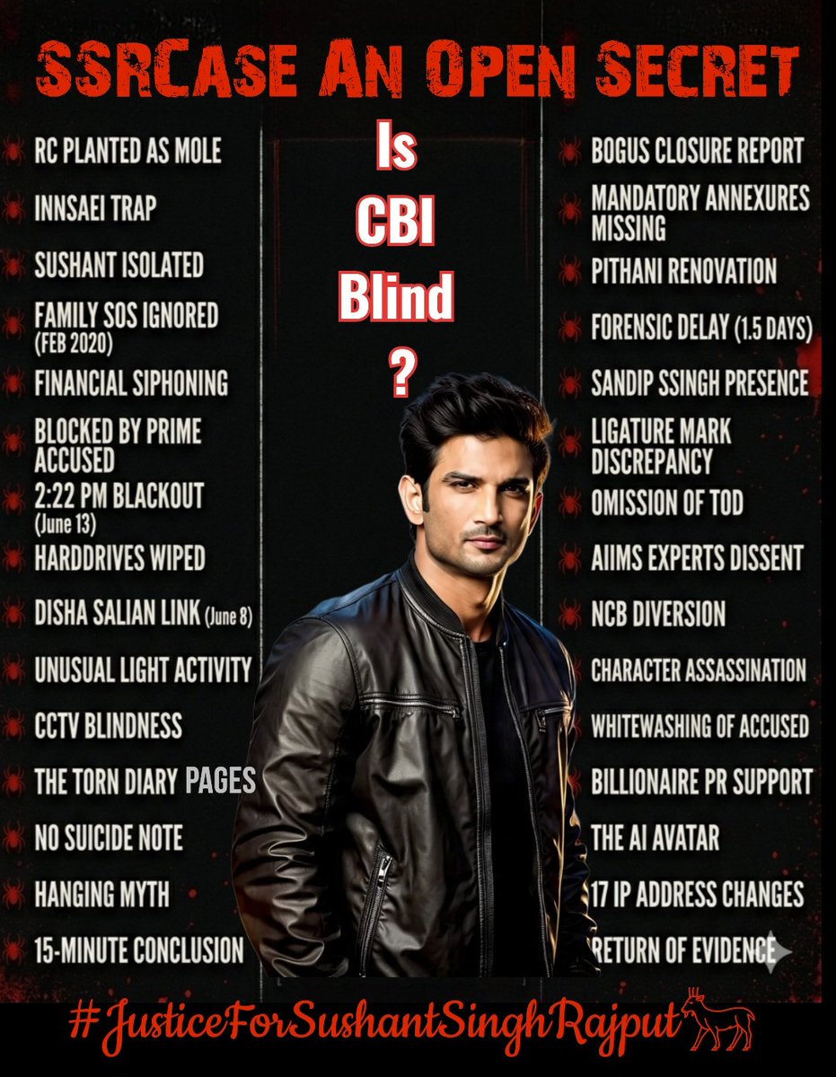 𝗧𝗟 𝗙𝗼𝗿 𝗧𝗼𝗱𝗮𝘆
𝗔𝗽𝗿𝗶𝗹 𝟮𝟰
SSRCase An Open Secret💯

Why CBI is tight-lipped and yet to file the charge sheet❓️
<a href="/CBIHeadquarters/">Central Bureau of Investigation (India)</a>
<a href="/narcoticsbureau/">NCB INDIA</a>
#JusticeForSushantSinghRajput ⚖️
<a href="/itsSSR/">Sushant Singh Rajput</a>