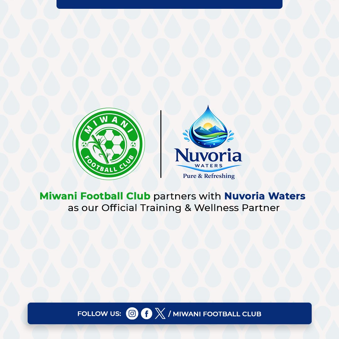 miwani_fc's tweet photo. Miwani Football Club is pleased to announce a partnership with Nuvoria Waters as the club’s Official Training and Wellness Partner.

This collaboration will see Nuvoria Waters support the team’s training environment, player recovery, and overall wellness progra

#FootballKE https://t.co/KpHsToDdz9