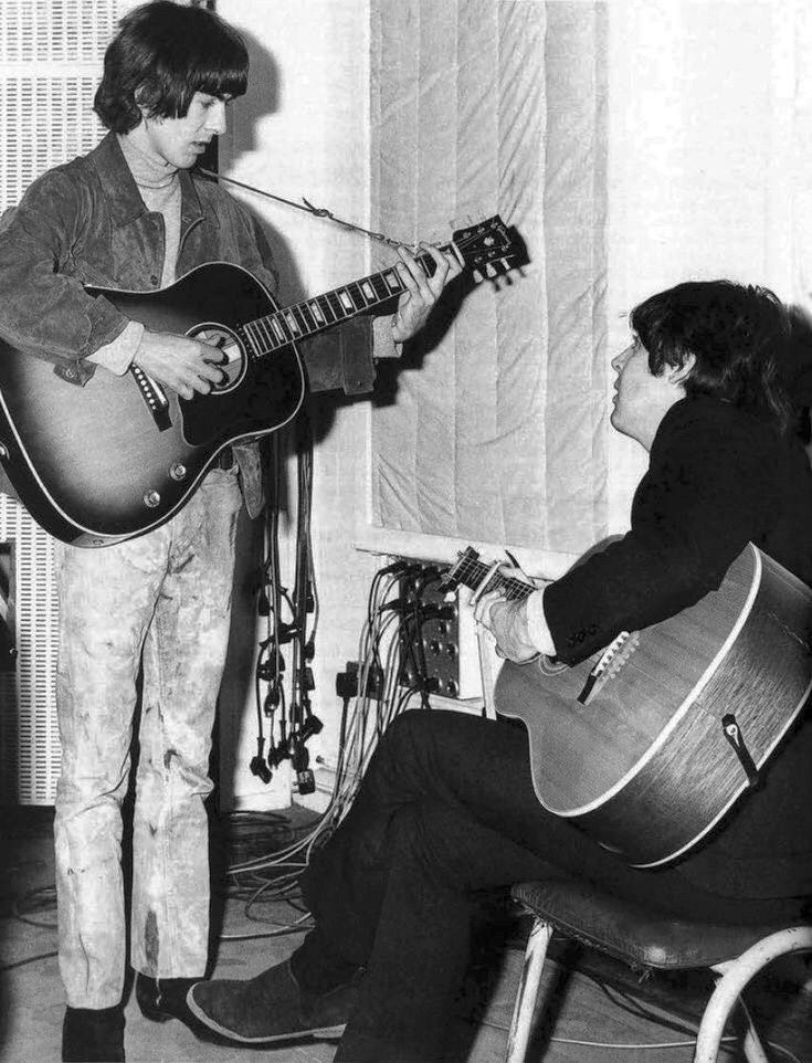 BeatlesArchive2's tweet photo. George and Paul,  recording sessions of "Michelle", November 3, 1965.
The #Beatles https://t.co/Wm21jEQFwW