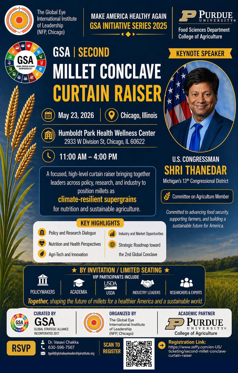 DrVGPrabhakarUS's tweet image. Powering the Future of Food &amp;amp; Health—One Grain at a Time.
Join Global Leaders Shaping the Millet Movement.

@GlobalEyeMag @GEDigitalTV 
@mansukhmandviya 
#Millets #FoodSecurity #AgriTech #Sustainability #ClimateAction #FutureOfFood #Nutrition #Leadership #Innovation #GSA #Chicago