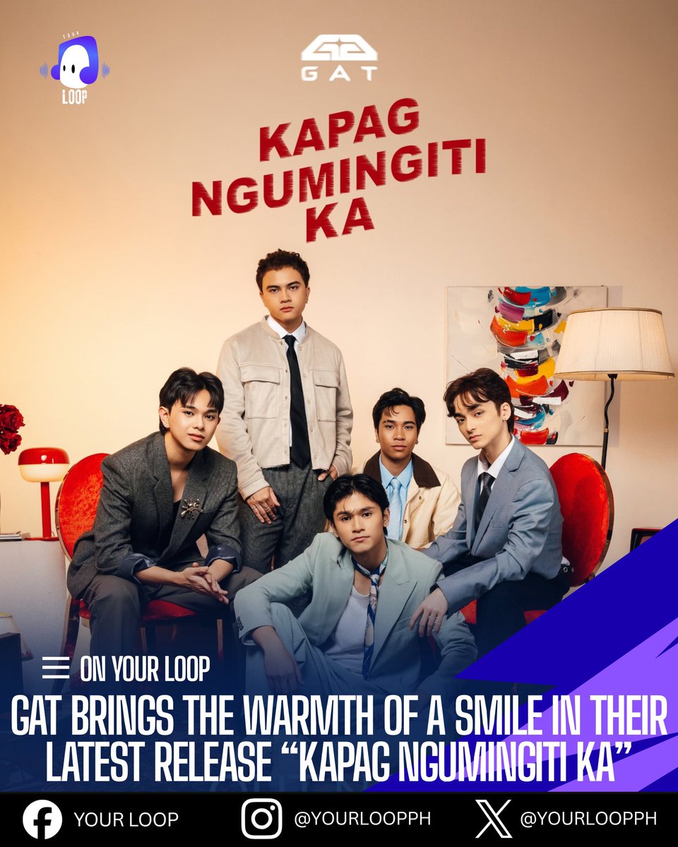 yourloopph's tweet photo. A smile can say a thousand things, and GAT turns that feeling into music with their latest release, “Kapag Ngumingiti Ka.” ❤️

🎧 Stream here: https://t.co/SgSKqfcML0

#GATKapagNgumingitiKa #GAT https://t.co/WLYOCflkyS