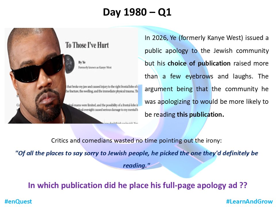 enQuest_'s tweet image. Day 1980 - Q1        

#enQuest 

#LearnAndGrow