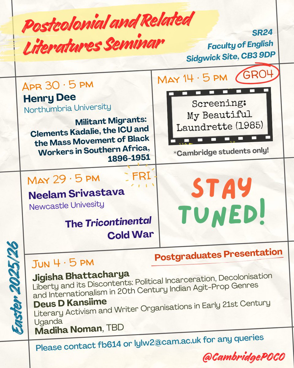Cambridge Postcolonial Literatures Seminar tweet media