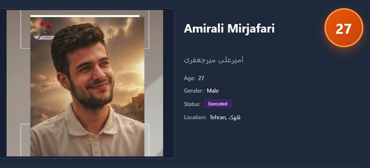 IranTragedy2026's tweet photo. Amirali Mirjafari - امیرعلی میرجعفری
Amirali Mirjafari was reportedly detained in connection with protests and alleged involvement in clashes in the Qolhak area of Tehran.
https://t.co/mhfZLmUNFe https://t.co/fgN143sthE